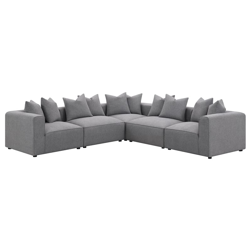 Pemberly Row Fabric Upholstered Tight Seat Armless Chair Gray