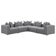 Pemberly Row Fabric Upholstered Tight Seat Armless Chair Gray