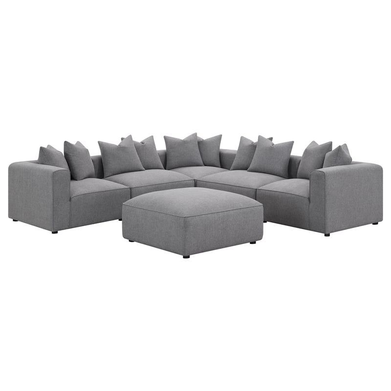 Pemberly Row Fabric Upholstered Tight Seat Armless Chair Gray