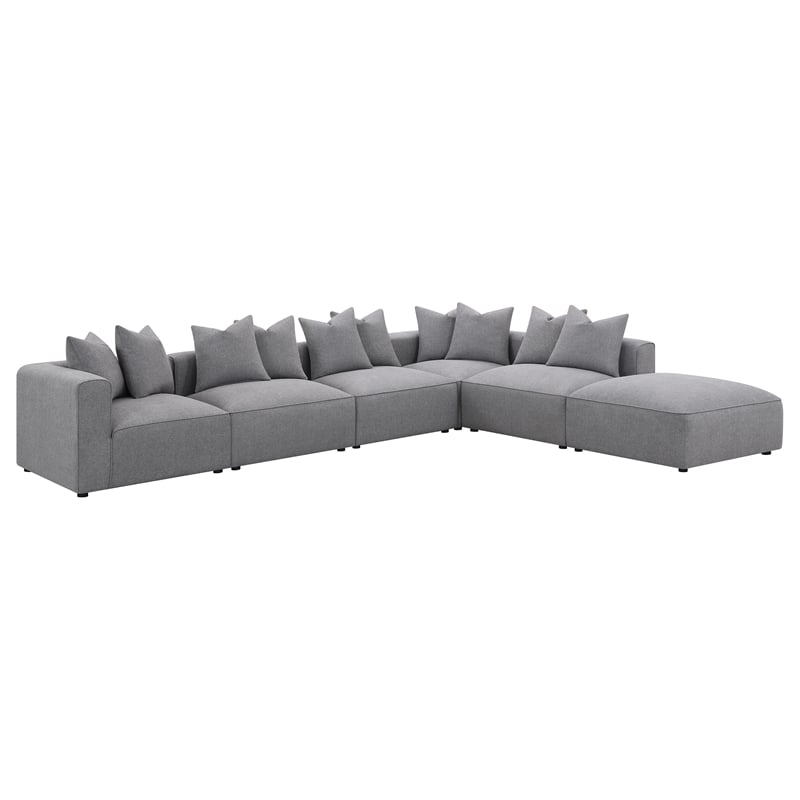 Pemberly Row Fabric Upholstered Tight Seat Armless Chair Gray