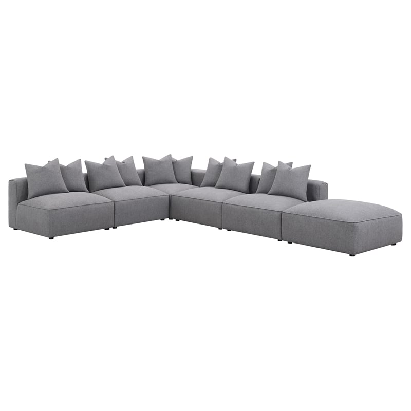Pemberly Row Fabric Upholstered Tight Seat Armless Chair Gray