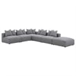 Pemberly Row Fabric Upholstered Tight Seat Armless Chair Gray