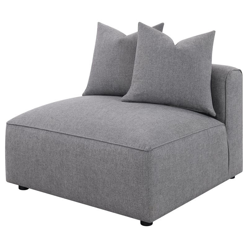 Pemberly Row Fabric Upholstered Tight Seat Armless Chair Gray