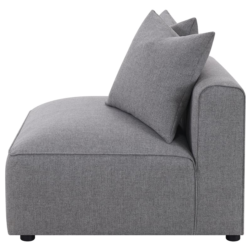 Pemberly Row Fabric Upholstered Tight Seat Armless Chair Gray