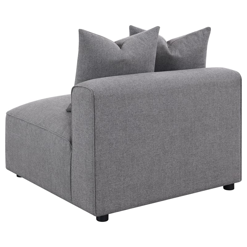 Pemberly Row Fabric Upholstered Tight Seat Armless Chair Gray