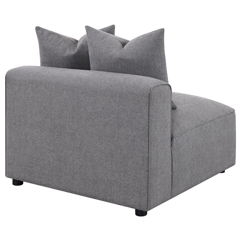 Pemberly Row Fabric Upholstered Tight Seat Armless Chair Gray