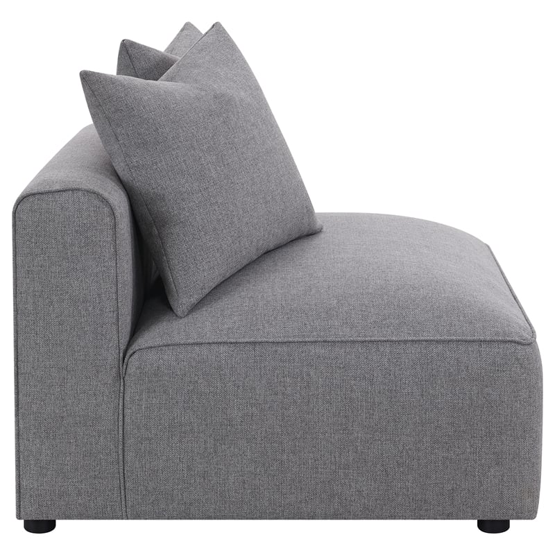 Pemberly Row Fabric Upholstered Tight Seat Armless Chair Gray