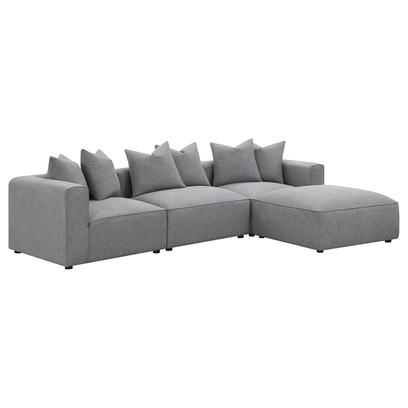 Pemberly Row Fabric Upholstered Tight Seat Armless Chair Gray