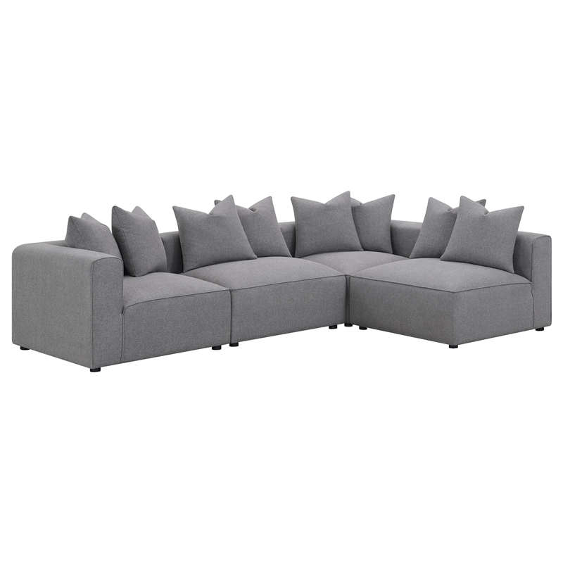 Pemberly Row Fabric Upholstered Tight Seat Armless Chair Gray