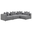 Pemberly Row Fabric Upholstered Tight Seat Armless Chair Gray