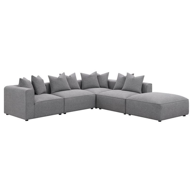 Pemberly Row Fabric Upholstered Tight Seat Armless Chair Gray