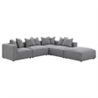 Pemberly Row Fabric Upholstered Tight Seat Armless Chair Gray