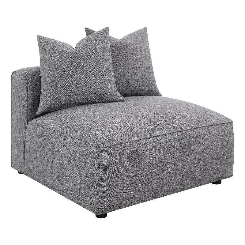 Pemberly Row Fabric Upholstered Tight Seat Armless Chair Gray