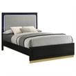 Pemberly Row Wood Queen Bed with LED Headboard Black and Gray