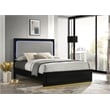 Pemberly Row Wood Queen Bed with LED Headboard Black and Gray
