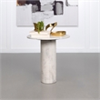 Pemberly Row Modern Wood Round Genuine Marble End Table White