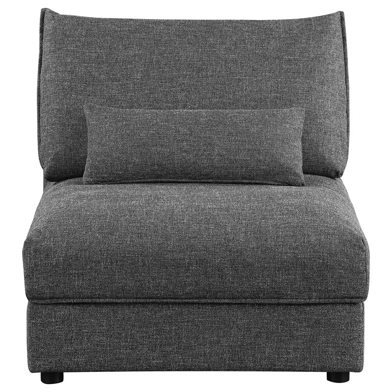 Pemberly Row Fabric Upholstered Armless Chair in Barely Black