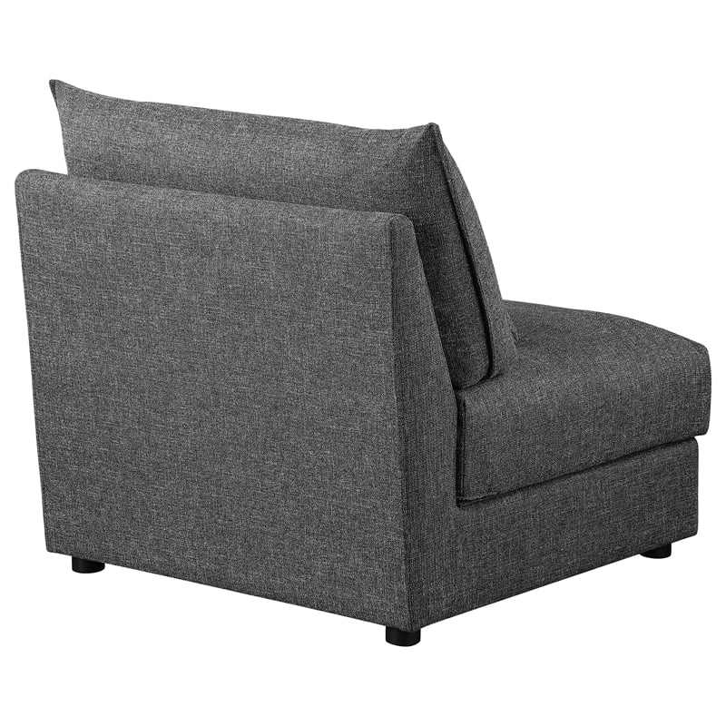 Pemberly Row Fabric Upholstered Armless Chair in Barely Black