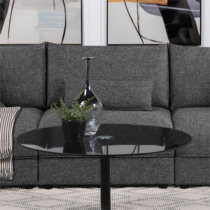 Pemberly Row Fabric Upholstered Armless Chair in Barely Black