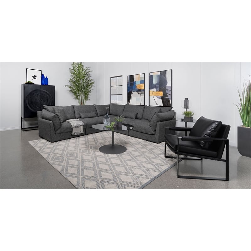 Pemberly Row Fabric Upholstered Armless Chair in Barely Black