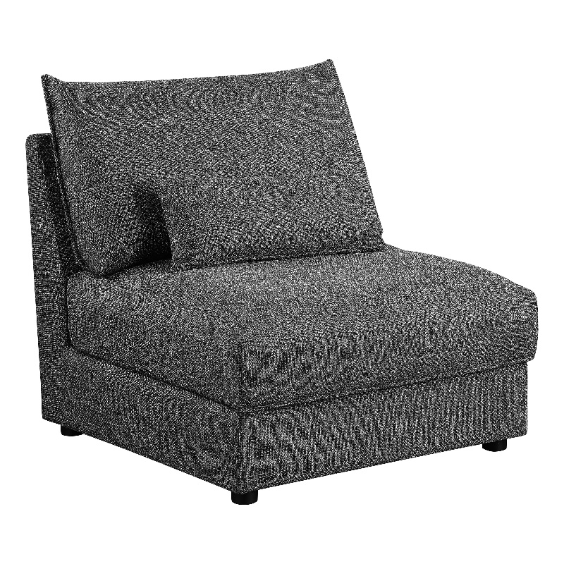 Pemberly Row Fabric Upholstered Armless Chair in Barely Black