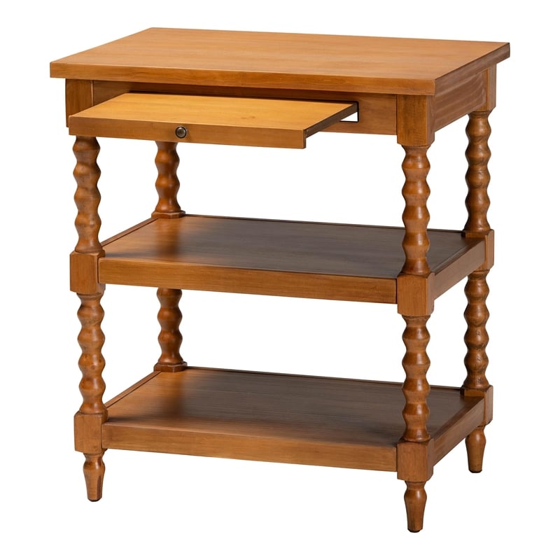 Pemberly Row Retro-Modern Walnut Brown Finished Wood End Table