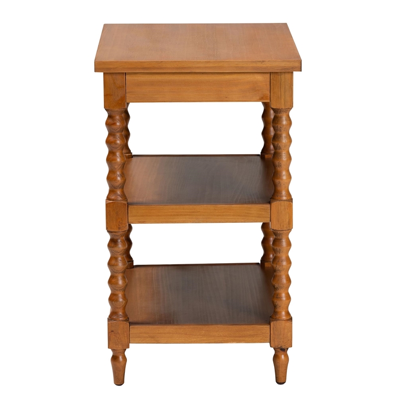 Pemberly Row Retro-Modern Walnut Brown Finished Wood End Table