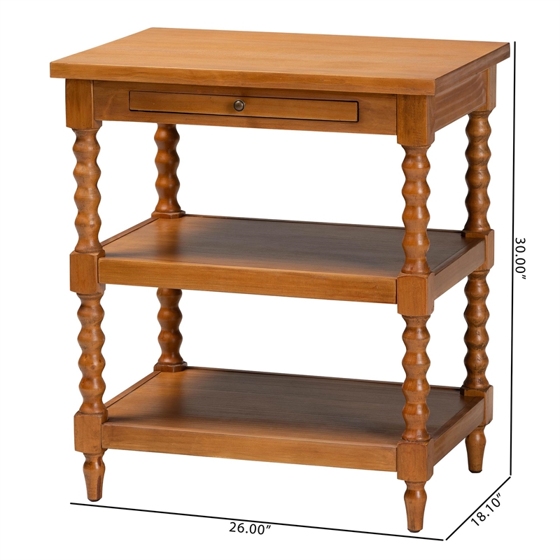 Pemberly Row Retro-Modern Walnut Brown Finished Wood End Table