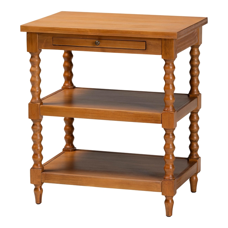 Pemberly Row Retro-Modern Walnut Brown Finished Wood End Table