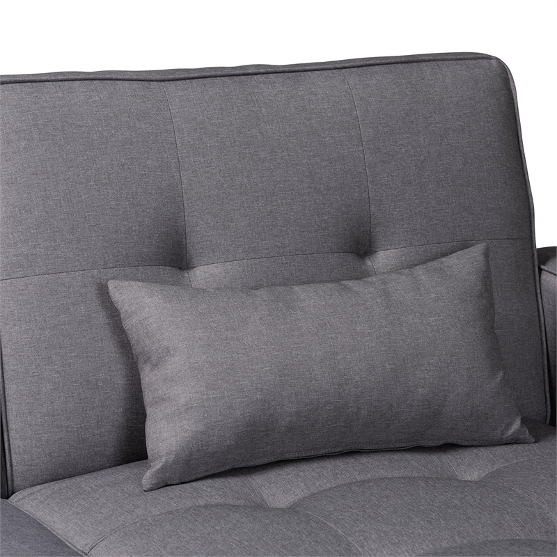 Pemberly Row Slate Fabric Upholstered Convertible Sleeper Sofa
