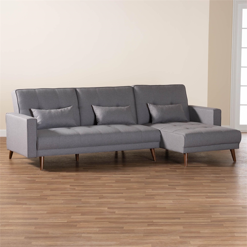 Pemberly Row Slate Fabric Upholstered Convertible Sleeper Sofa