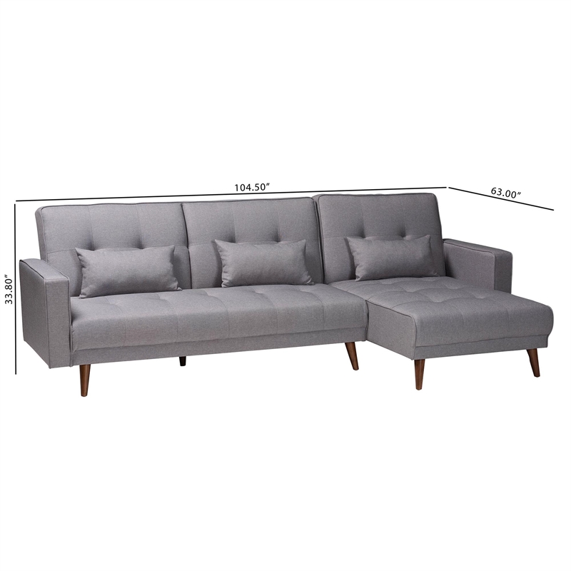 Pemberly Row Slate Fabric Upholstered Convertible Sleeper Sofa