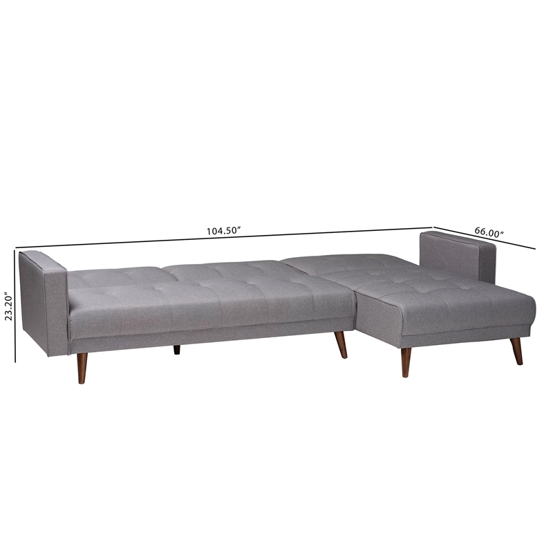 Pemberly Row Slate Fabric Upholstered Convertible Sleeper Sofa