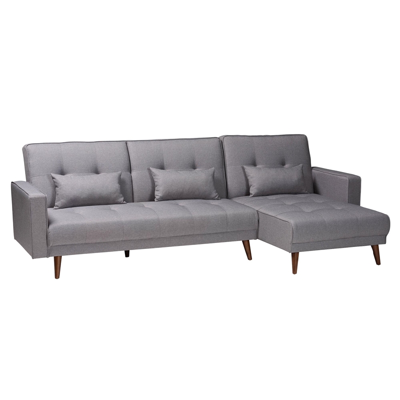 Pemberly Row Slate Fabric Upholstered Convertible Sleeper Sofa