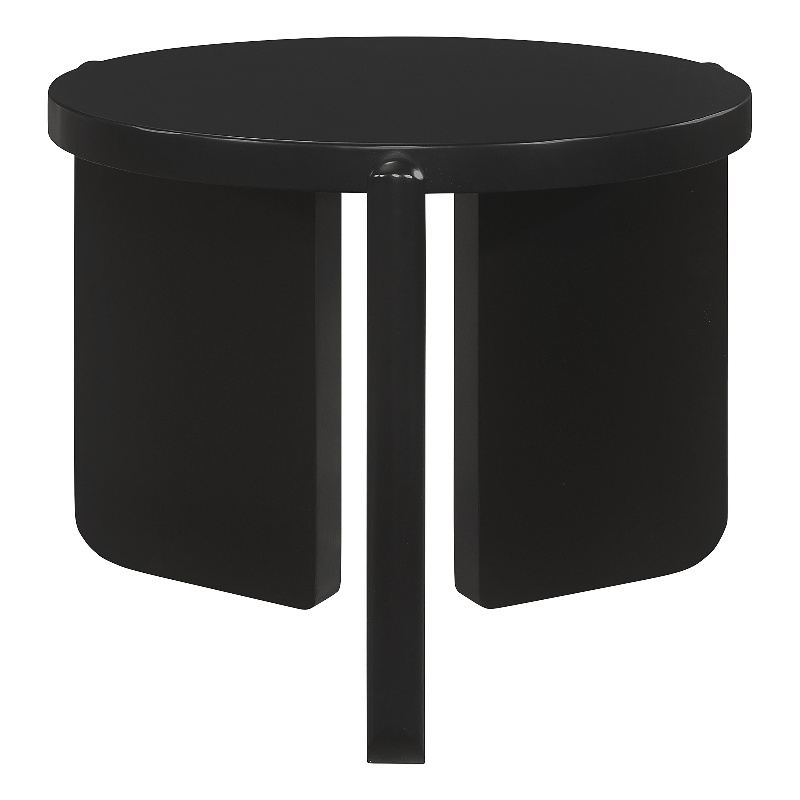 Pemberly Row Modern Round Solid Wood 3 Legs End Table in Black