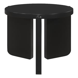 Pemberly Row Modern Round Solid Wood 3 Legs End Table in Black