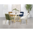 Pemberly Row Round Dining Table with Marble Top White and Gold