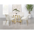 Pemberly Row Round Dining Table with Marble Top White and Gold