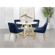 Pemberly Row Round Dining Table with Marble Top White and Gold