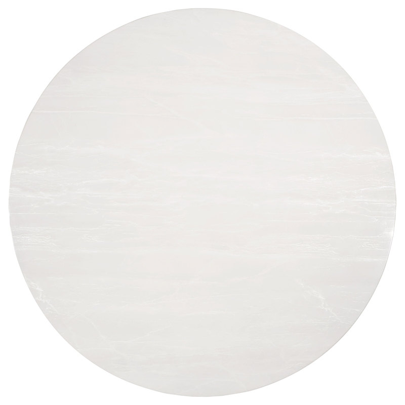 Pemberly Row Round Dining Table with Marble Top White and Gold