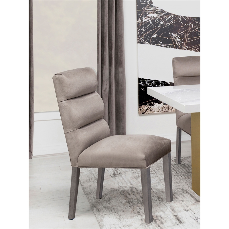 Pemberly Row Modern Fabric Upholstered Dining Side Chair in Ash
