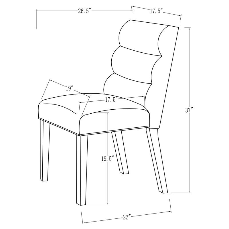 Pemberly Row Modern Fabric Upholstered Dining Side Chair in Ash