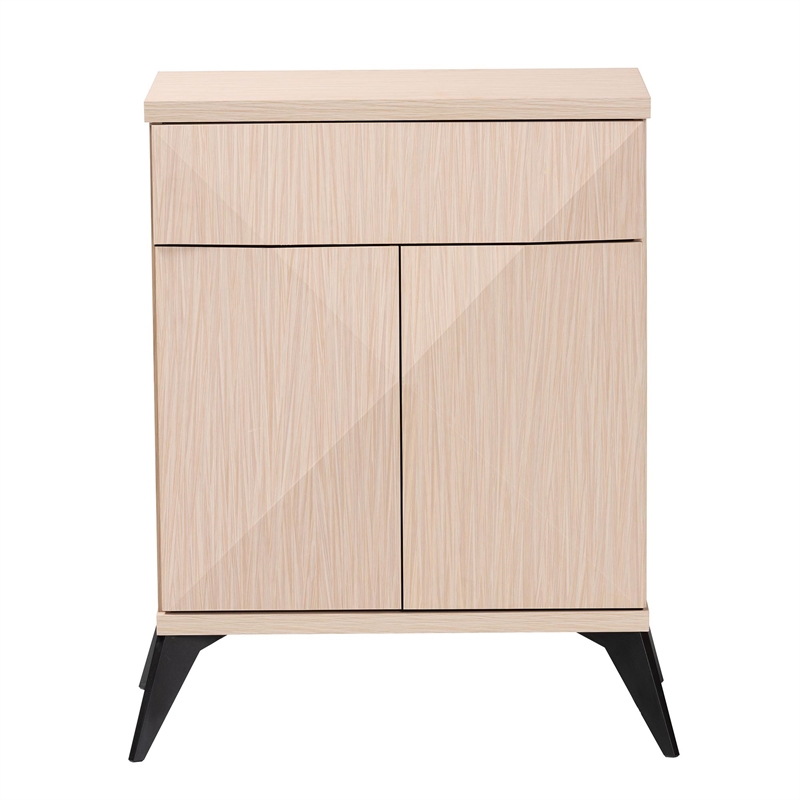 Pemberly Row Light Brown and Black Wood 2-Door Sideboard Buffet