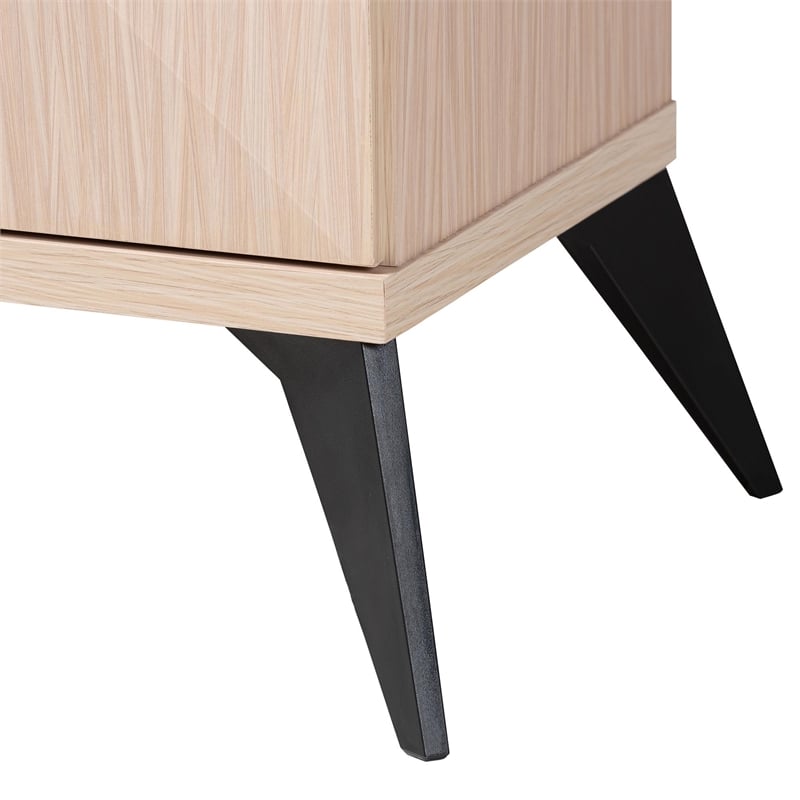 Pemberly Row Light Brown and Black Wood 2-Door Sideboard Buffet