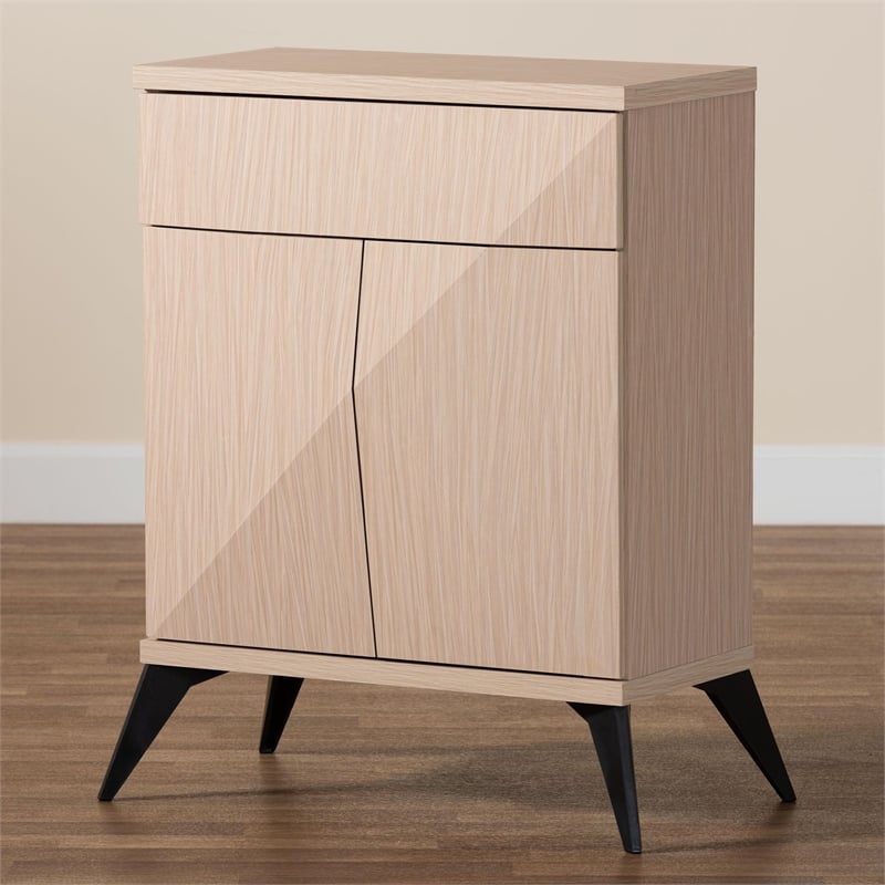 Pemberly Row Light Brown and Black Wood 2-Door Sideboard Buffet