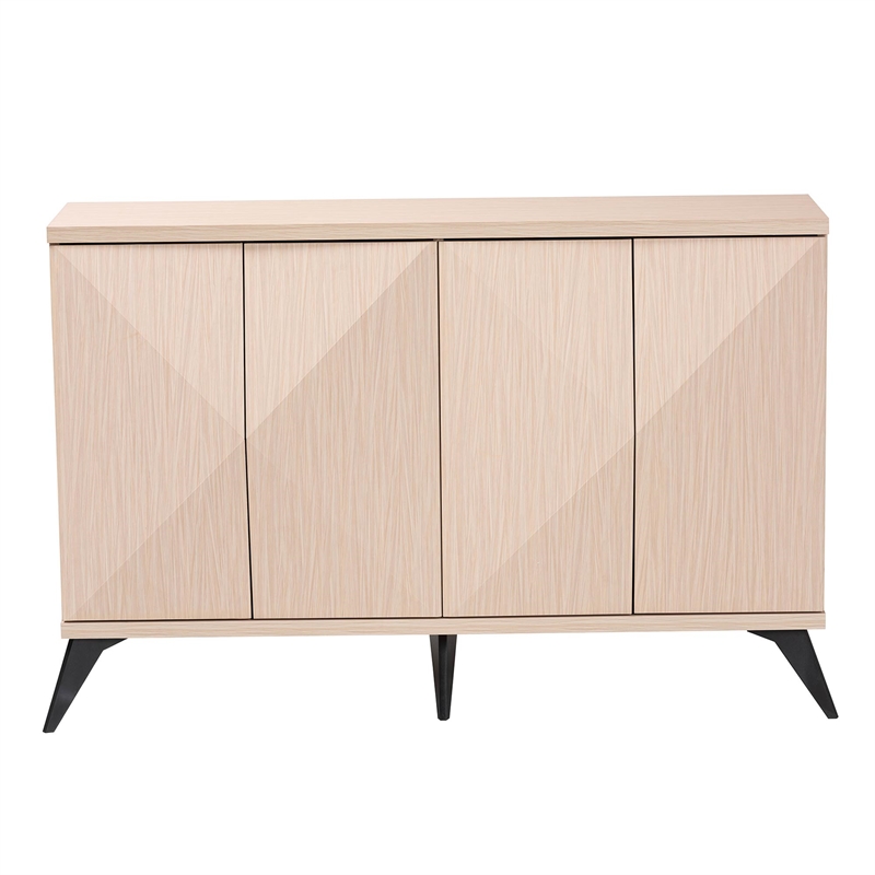 Pemberly Row Light Brown and Black Wood 4-Door Sideboard Buffet