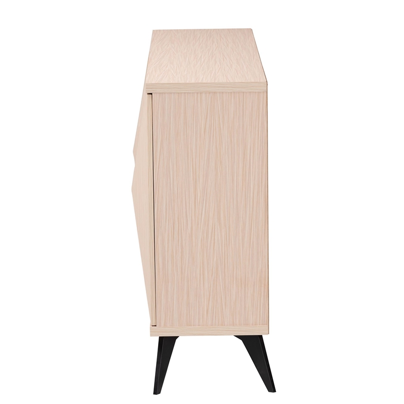 Pemberly Row Light Brown and Black Wood 4-Door Sideboard Buffet