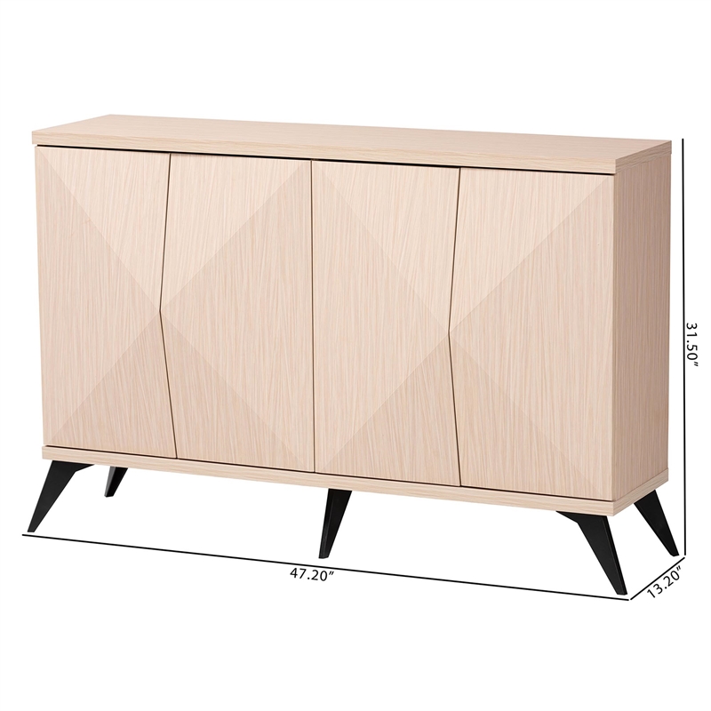 Pemberly Row Light Brown and Black Wood 4-Door Sideboard Buffet