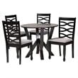 Pemberly Row Gray Fabric and Dark Brown Wood 5-Piece Dining Set