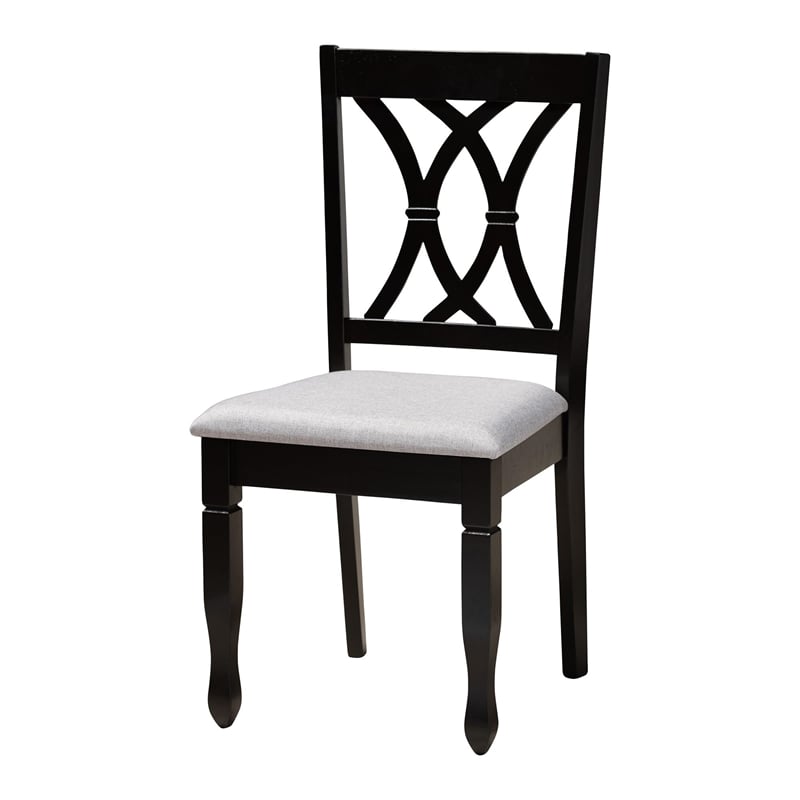 Pemberly Row Gray Fabric and Dark Brown Wood 5-Piece Dining Set